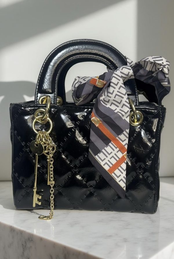 Mini-Tasche Lackoptik – schwarz