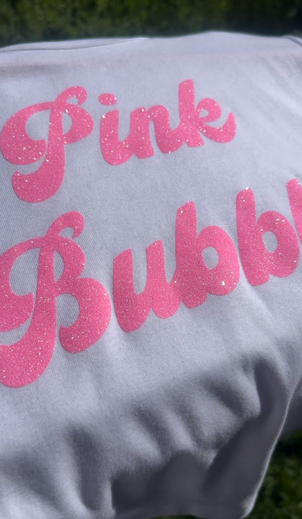 Shirt kurz – Weiß/Neonpink Glitzer – Bild 5