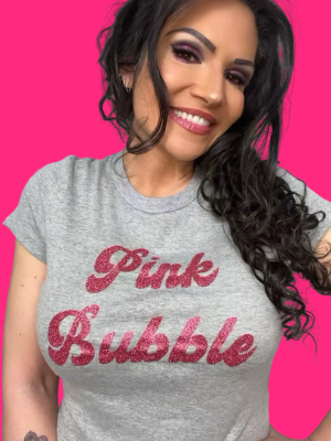 Shirt – Grau mit pinkem Glitzerschriftzug