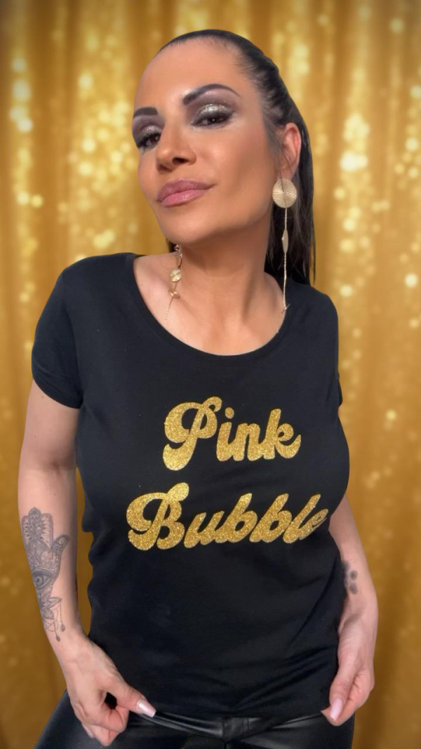 Shirt – Schwarz/Gold Glitzer