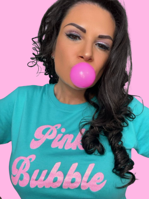 Shirt – Türkis/Rosa Glitzer