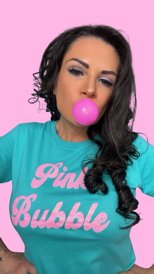 Shirt – Türkis/Rosa Glitzer