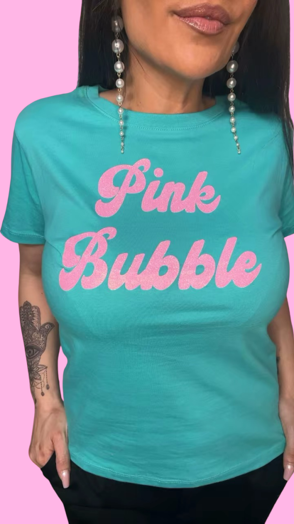 Shirt – Türkis/Rosa Glitzer – Bild 4