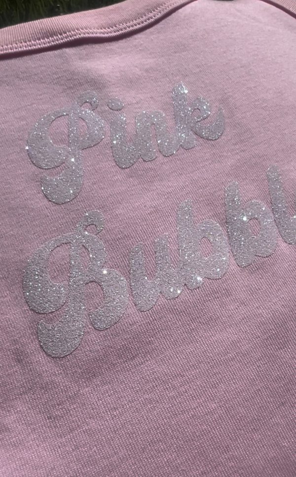 Top – Rosa mit weißem Glitzerschriftzug – Bild 5