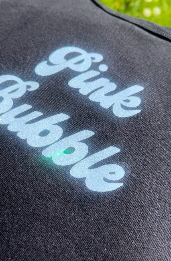 Top – Schwarz mit hellblauem Glitzerschriftzug – Bild 5